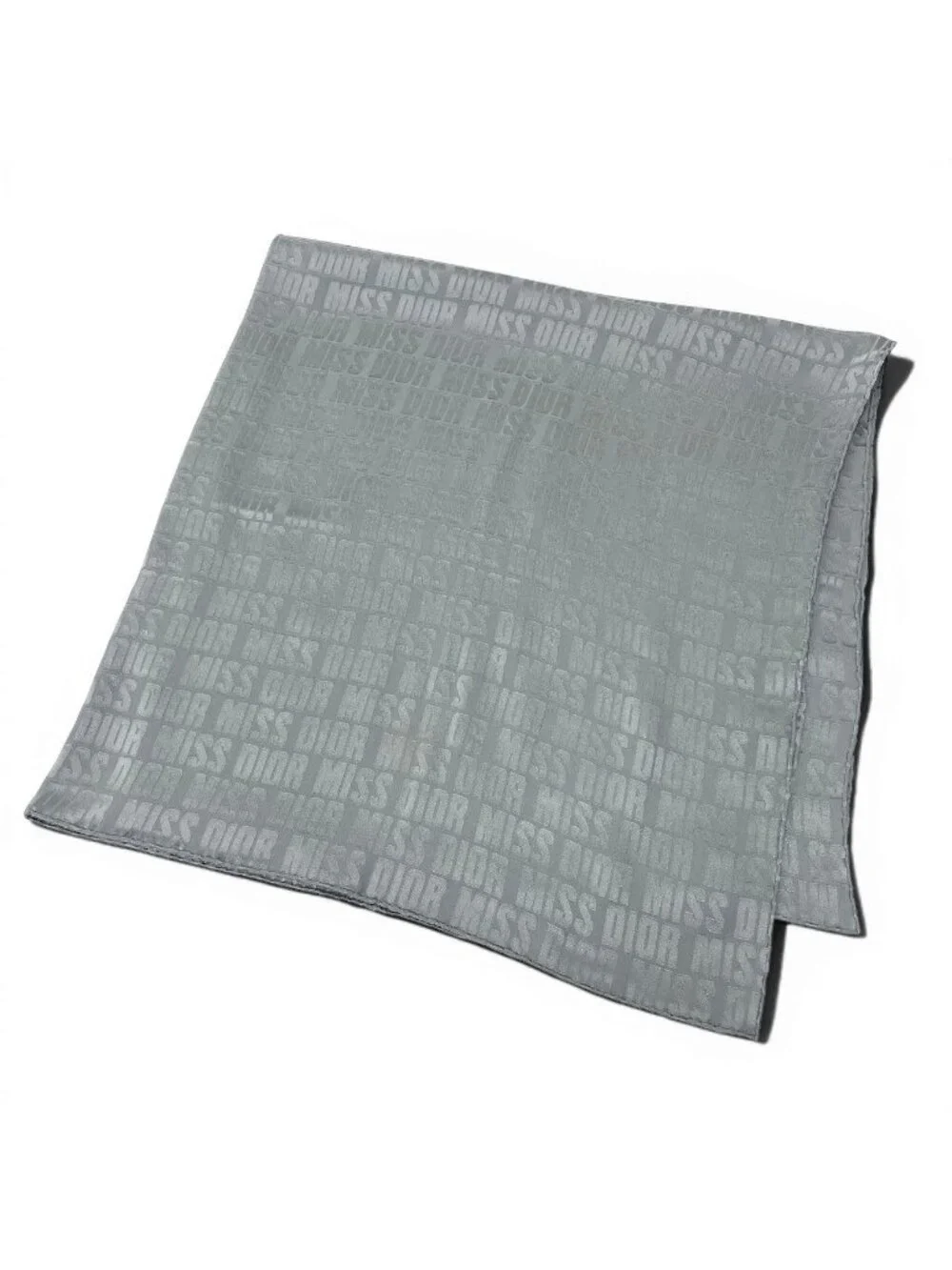 Dior Scarf Bandana Logo Design Gray Silk